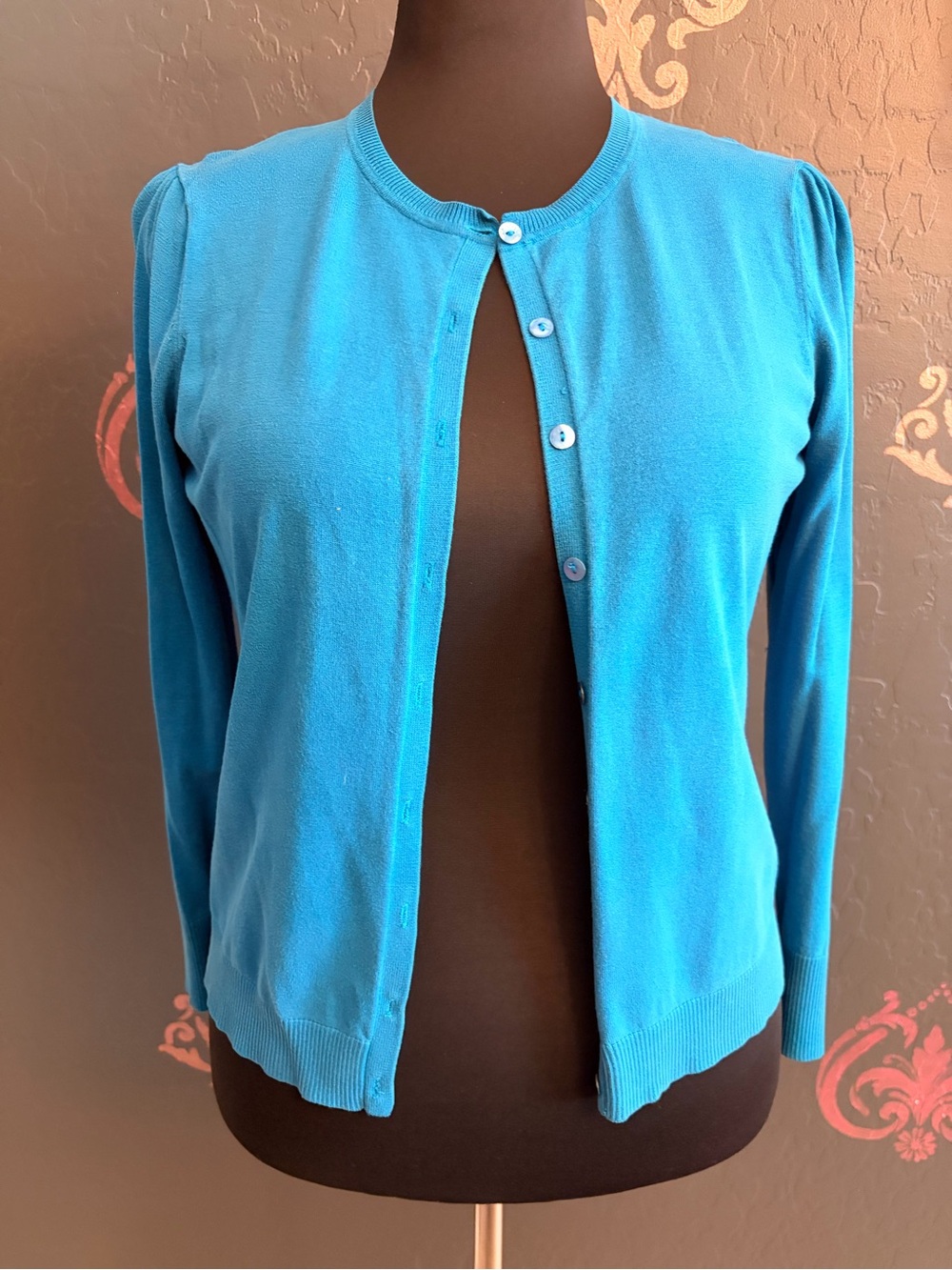 august silk Teal Blue Button-Front Women's Cardigan